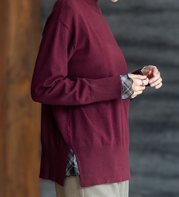 BELLUNA（ベルーナ）の「【重ね着インナー】シアー素材ハイネックインナープルオーバー（カットソー）」｜詳細画像