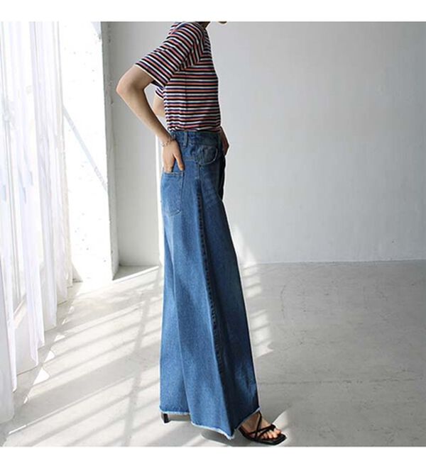 GeeRA（ジーラ）の「マルチボーダー５分袖リブカットソー（カットソー）」｜詳細画像