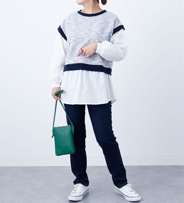 BELLUNA（ベルーナ）の「ツイード調シャツフェイクチュニック（チュニック）」｜詳細画像