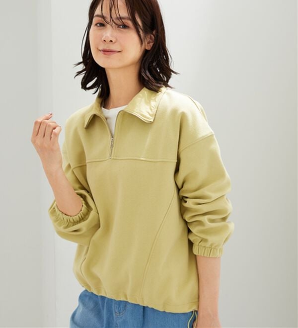 BELLUNA（ベルーナ）の「異素材使いハーフジッププルオーバー（カットソー）」｜詳細画像