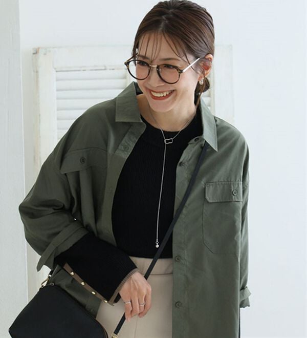 A HAPPY MARILYN（アハッピーマリリン）の「【Ｌ～８Ｌ】フィットしすぎない！もっちりリブ 配色美人着回し 袖ボタンニット（ニット・セーター）」｜詳細画像