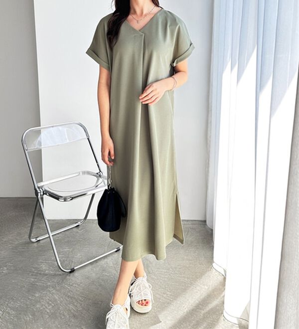 GeeRA（ジーラ）の「ひんやり快適！ジャカードスキッパーワンピ（カットソーワンピース）」｜詳細画像