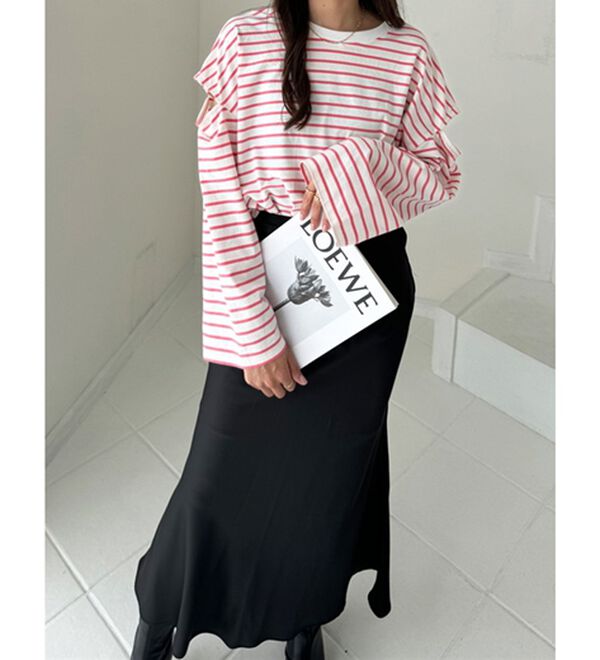 GeeRA（ジーラ）の「袖スリットボーダーカットソー（カットソー）」｜詳細画像