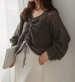RANAN（ラナン）の「モヘアライク２ＷＡＹギャザーニット（ニット・セーター）」｜チャコール
