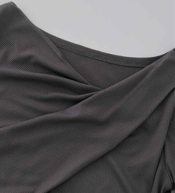 RANAN（ラナン）の「【ひんやり/UV対策】上品ドレープリブTシャツ（カットソー）」｜詳細画像