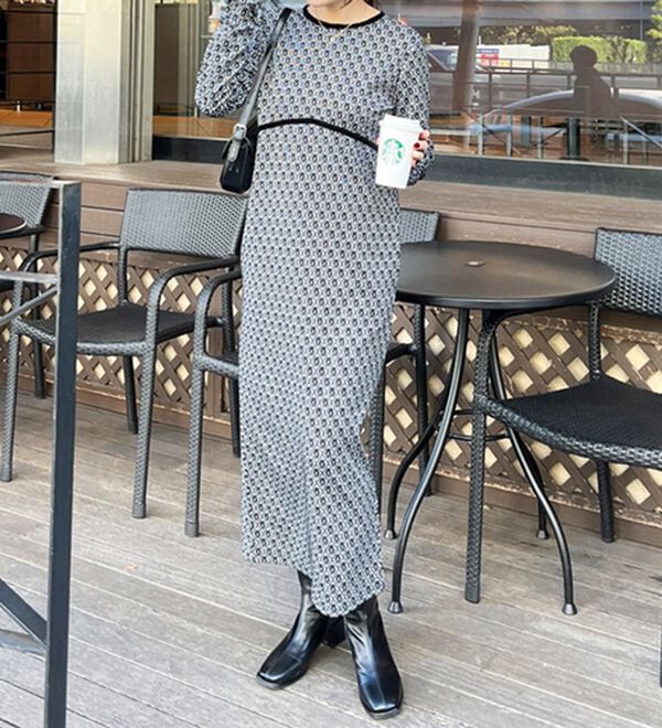 フラワージャカードパイピングワンピース - ベルーナ【公式】