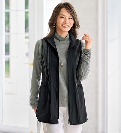 BELLUNA（ベルーナ）の「《持ち運びに便利！》ハイテンションリブ切替デザインベスト（ベスト）」