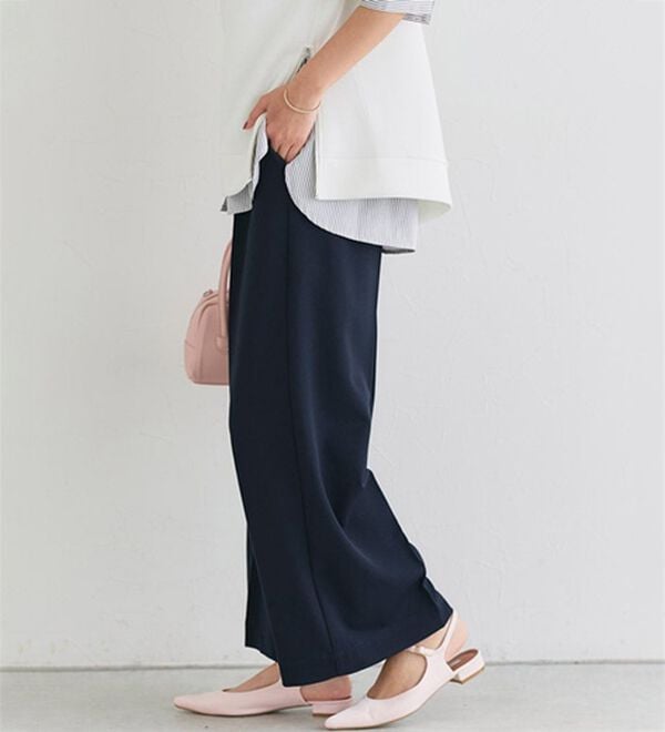 Pierrot（ピエロ）の「【選べる丈】楽ちんきれい高見えワイドパンツ（ワイドパンツ・ガウチョ）」｜詳細画像