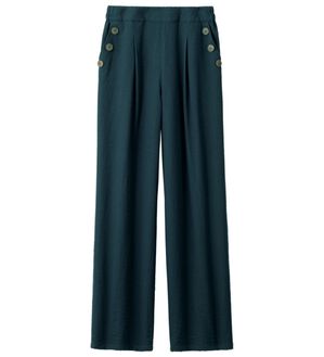 ルフラン（ルフラン）の「強撚スラブ釦デザインパンツ（フルレングスパンツ）」｜ネイビー