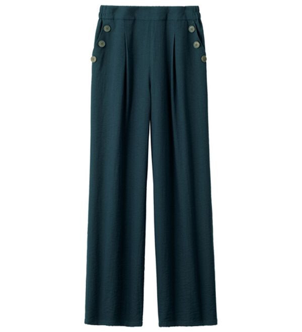 ルフラン（ルフラン）の「強撚スラブ釦デザインパンツ（フルレングスパンツ）」｜ネイビー