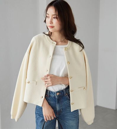 RANAN（ラナン）の「【4つの機能付き】洗える！ゴールド調ボタンニットカーディガン（ニットカーディガン）」