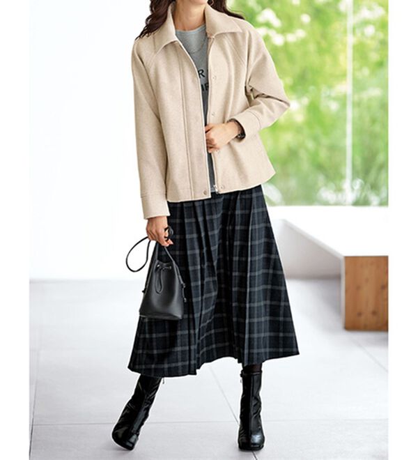 BELLUNA（ベルーナ）の「２ｗａｙ衿デザイン！ウール調素材ジャケット（ブルゾン）」｜詳細画像