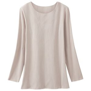 LAVIENNE（ラヴィエンヌ）の「吸湿発熱フラット仕立ての綿混クルーネックインナー（肌着・インナーウェア）」｜グレージュ