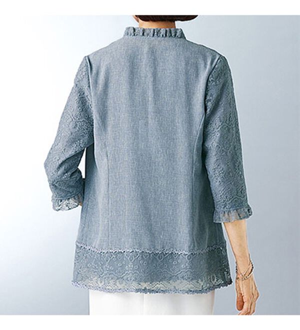 BELLUNA（ベルーナ）の「クリンプレース切替モチーフ使いアンサンブル（ノーカラージャケット）」｜詳細画像