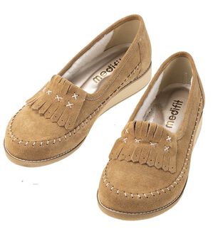 ルフラン（ルフラン）の「外反母趾対応＜メディフィット＞５Ｅあったかボアモカシンシューズ（パンプス）」｜ベージュ