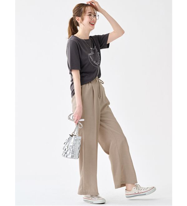 alotta（アロッタ）の「軽やかウエストリボンワイドパンツ（ワイドパンツ・ガウチョ）」｜詳細画像