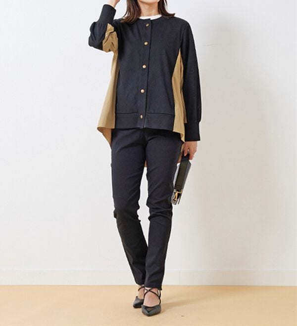 BELLUNA（ベルーナ）の「【Ｌａｇｒｉｌｕａ】異素材切替バックフレアー配色カーディガン（その他カーディガン）」｜詳細画像