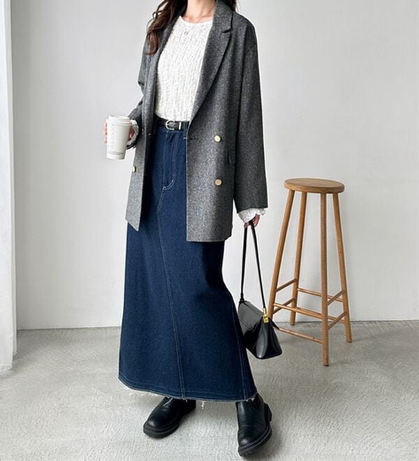 GeeRA（ジーラ）の「バックスリットデニムロングスカート（ロングスカート）」｜詳細画像