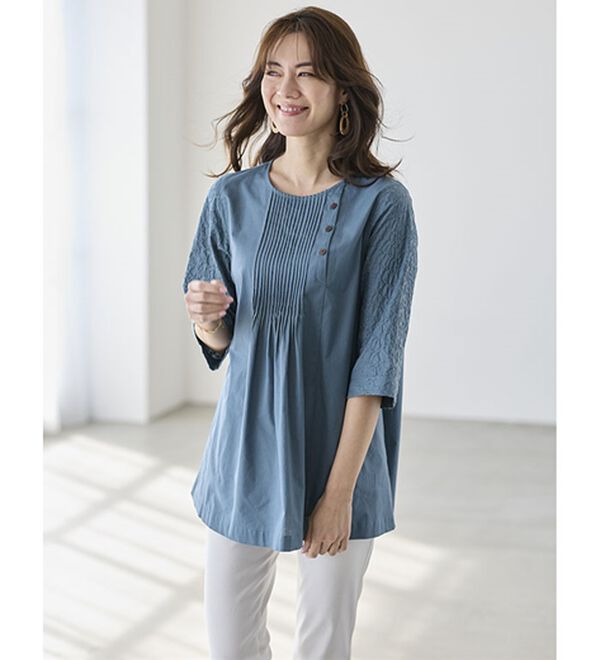 BELLUNA（ベルーナ）の「細見え綿レース使い切替チュニック（チュニック）」｜詳細画像