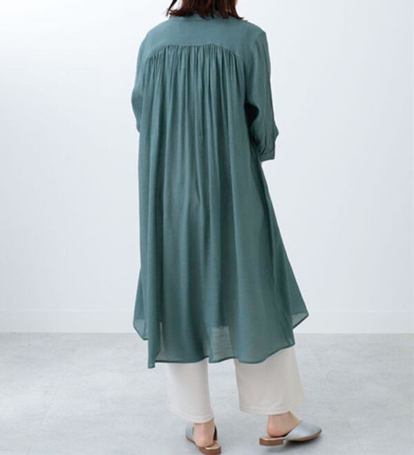 BELLUNA（ベルーナ）の「スラブ素材ギャザーデザインワンピース（チュニック）」｜詳細画像