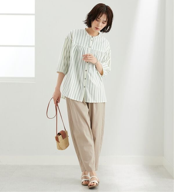 BELLUNA（ベルーナ）の「ダブルガーゼ素材切替デザインブラウス（ブラウス）」｜詳細画像