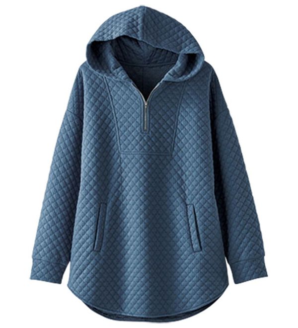 BELLUNA（ベルーナ）の「キルト刺しゅうハーフジップパーカー（パーカー）」｜ブルー