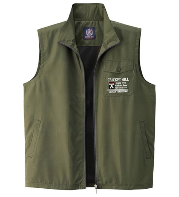 「ブランドデザイン裏メッシュベスト（メンズベスト）」｜カーキ