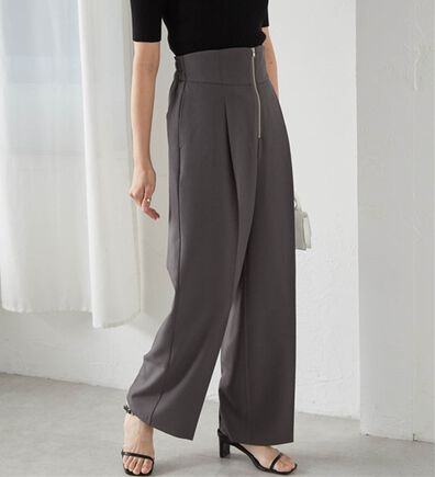 RANAN（ラナン）の「ハイウエストジップワイドパンツ（ワイドパンツ・ガウチョ）」