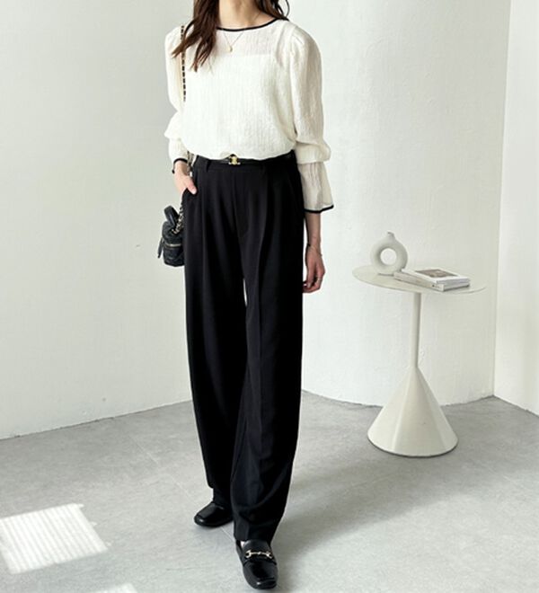 GeeRA（ジーラ）の「美脚魅せタックワイドスラックスパンツ（ワイドパンツ・ガウチョ）」｜詳細画像
