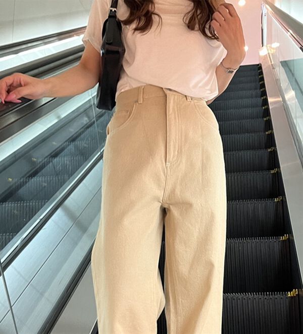 GeeRA（ジーラ）の「オリジナルパッチハイウエストデニム（ワイドパンツ・ガウチョ）」｜詳細画像