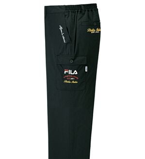 「＜フィラ＞裏フリース暖かカーゴパンツ（メンズフルレングスパンツ）」｜ブラック