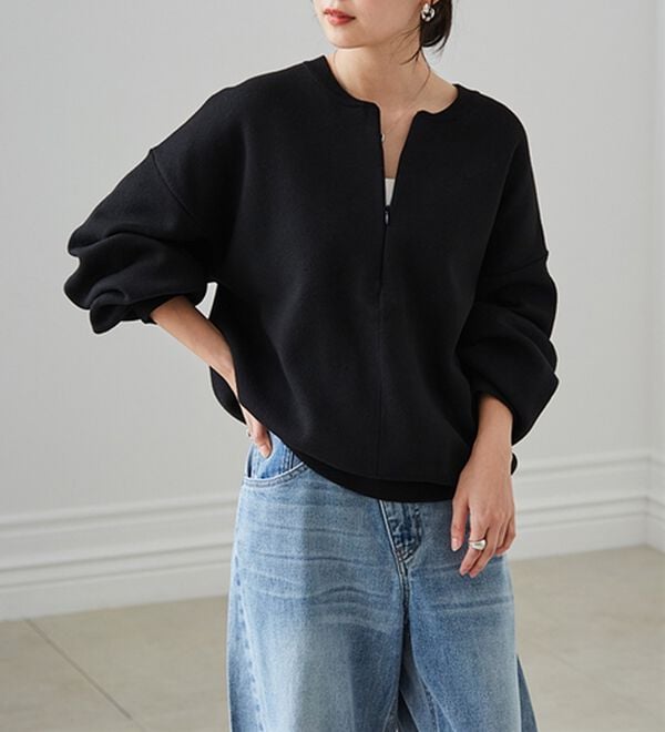 RANAN（ラナン）の「ハーフジップスウェットライクニット（ニット・セーター）」｜詳細画像