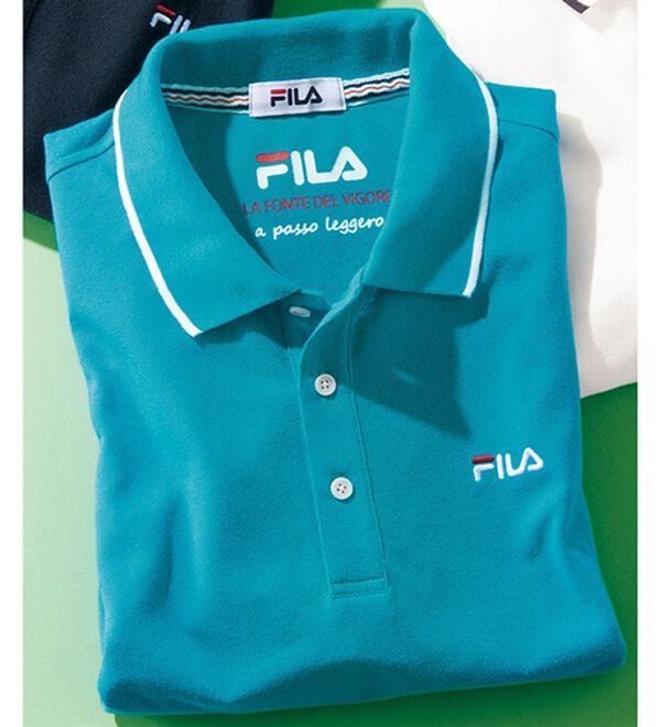 「＜フィラ＞キシリトール加工鹿の子ポロシャツ（メンズポロシャツ）」｜ターコイズ