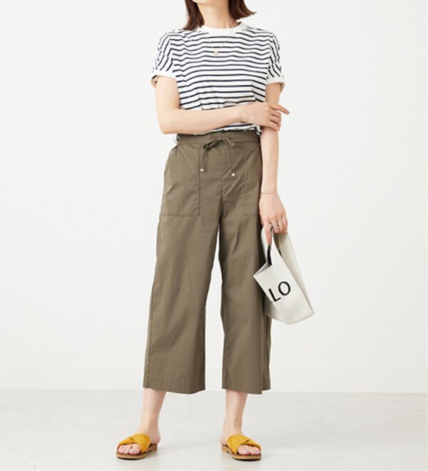 BELLUNA（ベルーナ）の「【店舗・ネット限定】サラリ綿混ベイカーワイドパンツ（ワイドパンツ・ガウチョ）」｜詳細画像