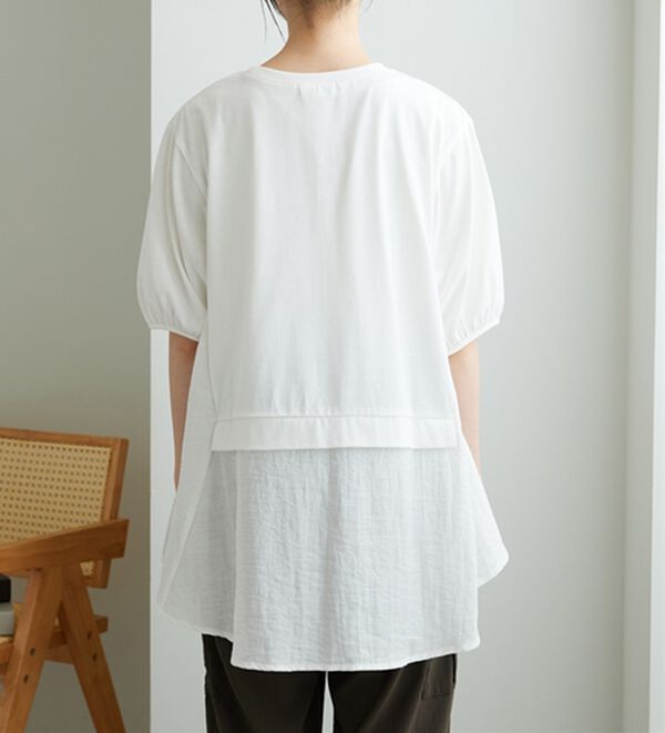 BELLUNA（ベルーナ）の「ギャザー使い異素材切替ふんわりチュニック（チュニック）」｜詳細画像