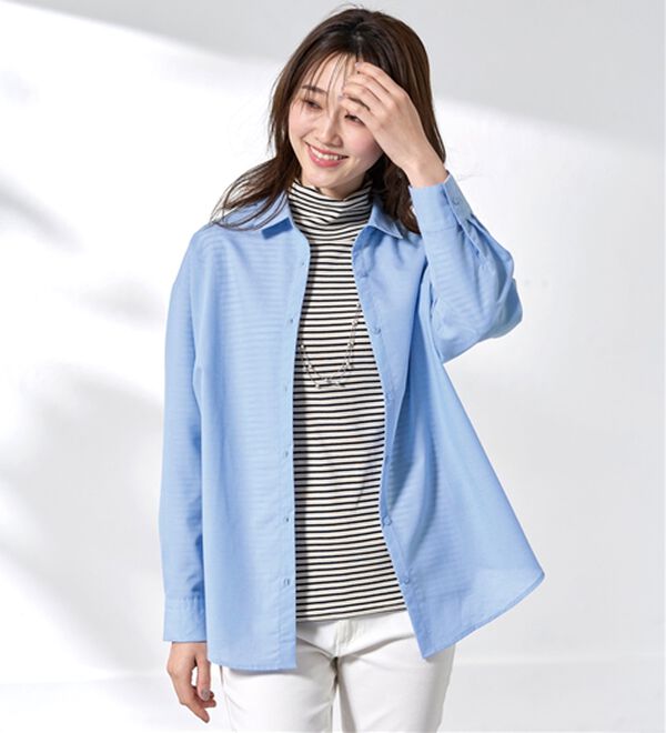 BELLUNA（ベルーナ）の「麻入りイージーケアゆったりシャツ（シャツ）」｜詳細画像