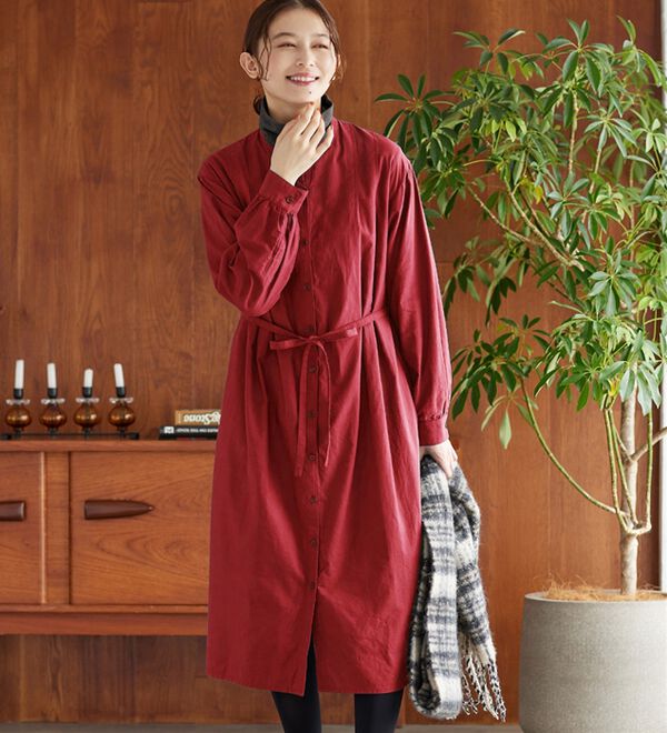 リンネルコラボ】起毛綿シャツワンピース - ベルーナ【公式】