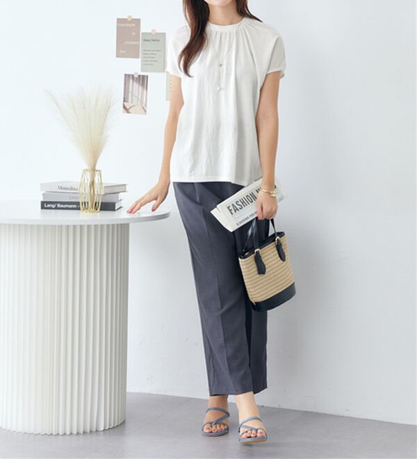 alotta（アロッタ）の「【接触冷感】ギャザーデザインカットソーブラウス（ブラウス）」｜詳細画像