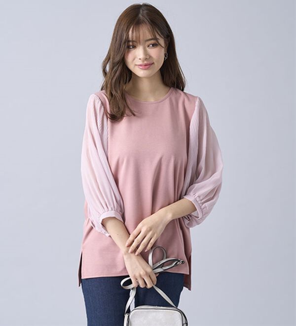 BELLUNA（ベルーナ）の「ヒンヤリ！プリーツ使いデザインプルオーバー（カットソー）」｜詳細画像