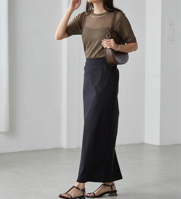 RANAN（ラナン）の「5分袖シアーラメリブニット（ニット・セーター）」｜詳細画像