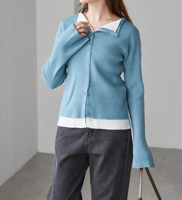RANAN（ラナン）の「レイヤード配色ニットカーディガン（ニットカーディガン）」｜詳細画像