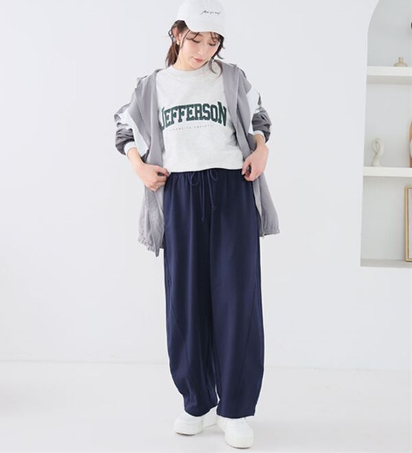 A HAPPY MARILYN（アハッピーマリリン）の「【Ｌ～６Ｌ】夏だから！薄スウェット生地で作ったカーブパンツ（ワイドパンツ・ガウチョ）」｜詳細画像