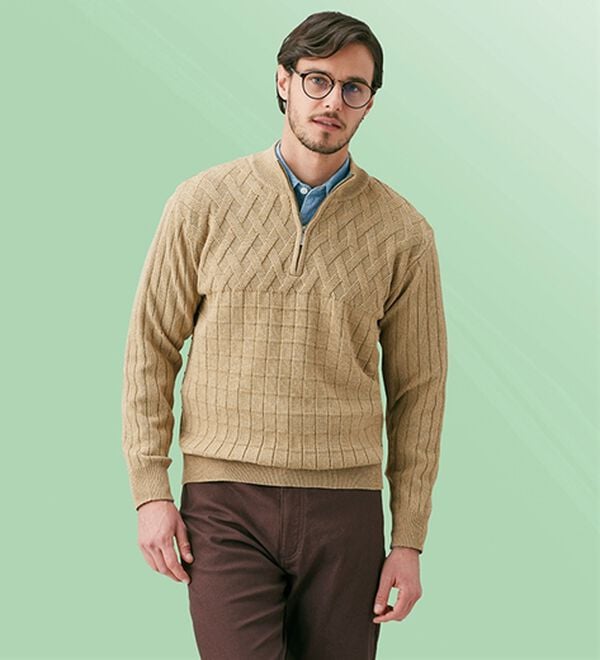 「＜コムルヴァン・オム＞気軽におしゃれ杢調ハーフジップセーター（メンズニット・セーター）」｜詳細画像