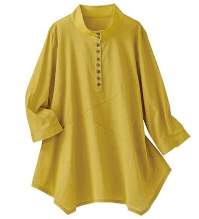 BELLUNA（ベルーナ）の「綿１００％スラブ素材スタンド衿切替ブラウス（ブラウス）」