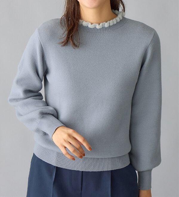 alotta（アロッタ）の「毛布のように温かい　裏シャギーパフ袖ニット（ニット・セーター）」｜詳細画像