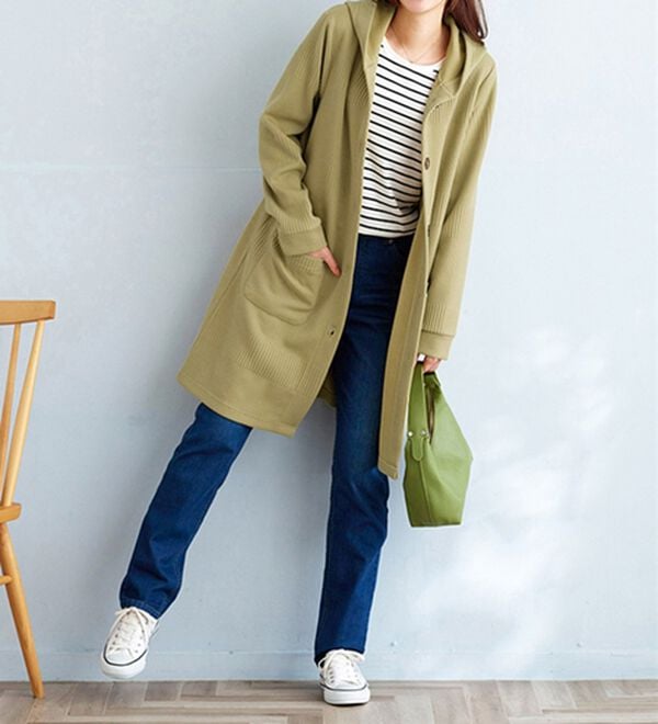 BELLUNA（ベルーナ）の「ボーダージャカード素材フードカーディガン（その他ジャケット）」｜詳細画像