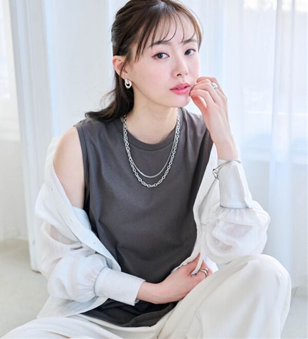 RANAN（ラナン）の「ひんやり！＜BC＞綿100％タンクトップ【選べる着丈】（カットソー）」｜詳細画像