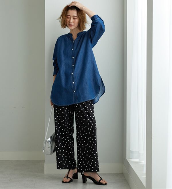 BELLUNA（ベルーナ）の「やわらかデニム素材シャツチュニック（チュニック）」｜詳細画像