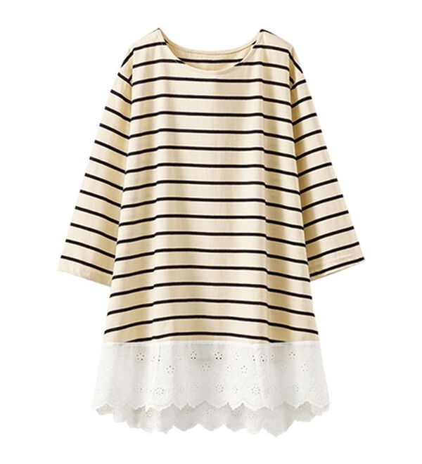 BELLUNA（ベルーナ）の「華やかレース使いボーダーチュニック（チュニック）」｜詳細画像