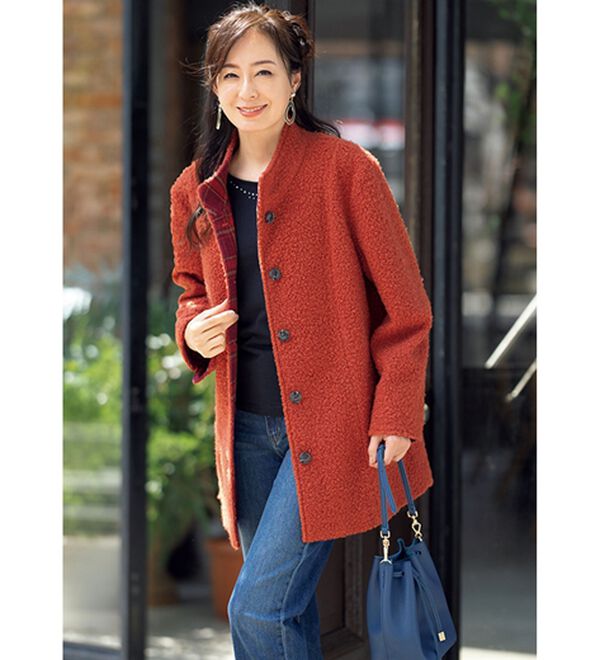 軽くて暖か裏チェックコート - ベルーナ【公式】